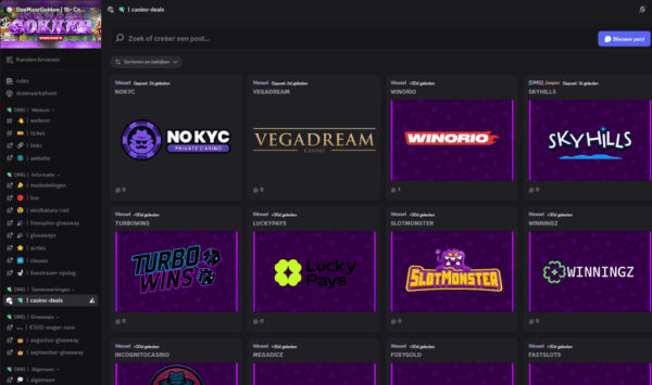 DoeMaarGokken Discord met promotie voor illegale casino's