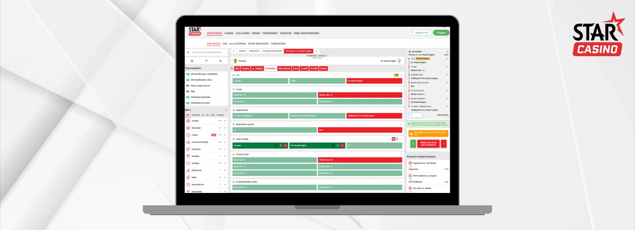 Zo werkt de Betbuilder bij Starcasino.nl
