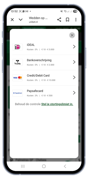 Betaalprovider kiezen Unibet geld storten
