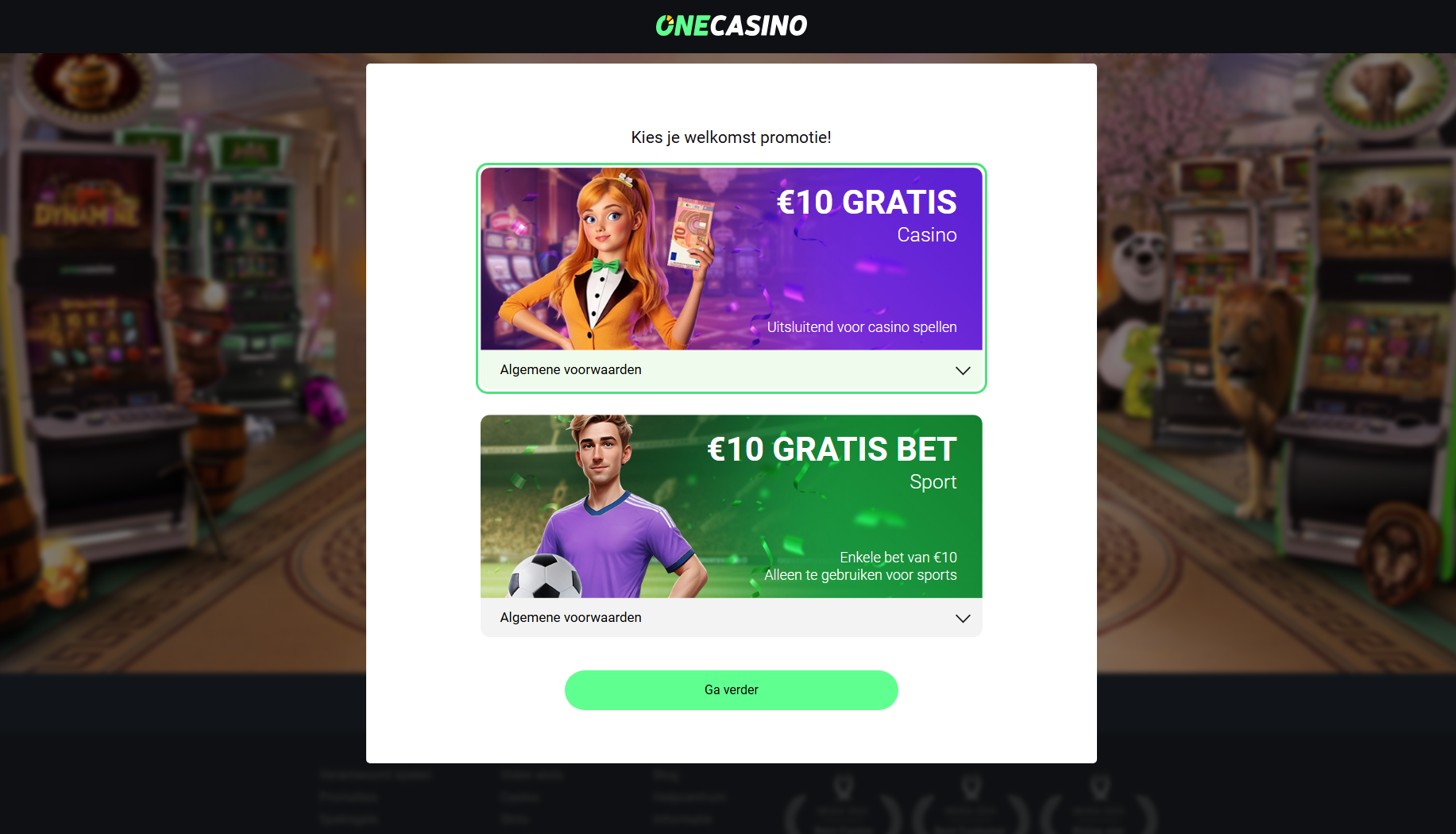 Kies je bonus bij OneCasino